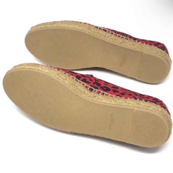 SAINT LAURENT Signature Leopard-Print Flat Espadrilles in Red - Picture 10 of 11
